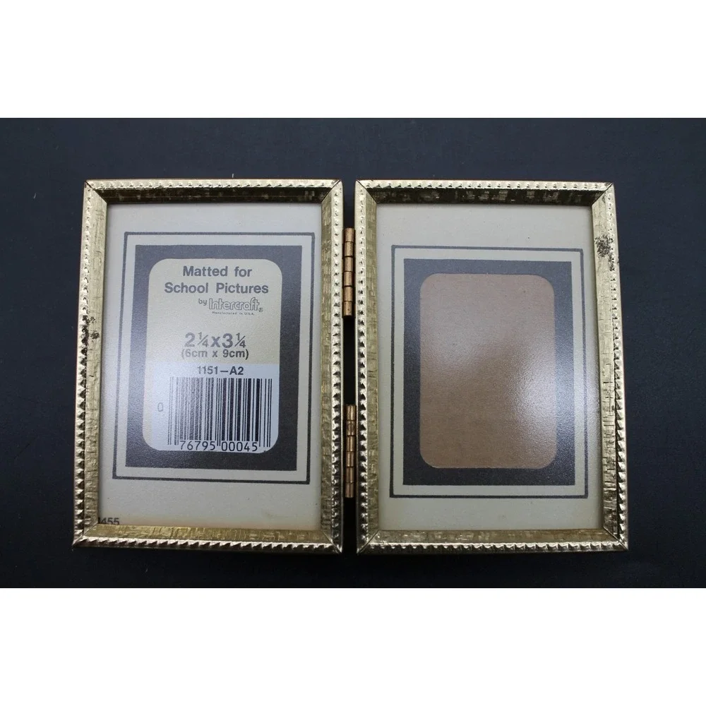 Vintage Brass Gold Tone Picture Frames Lot of 5 MCM Tabletop Hinged Mixed Sizes